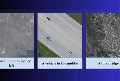 Remote sensing images with the identified object inside the box and query text below. Credits: Authors of the study