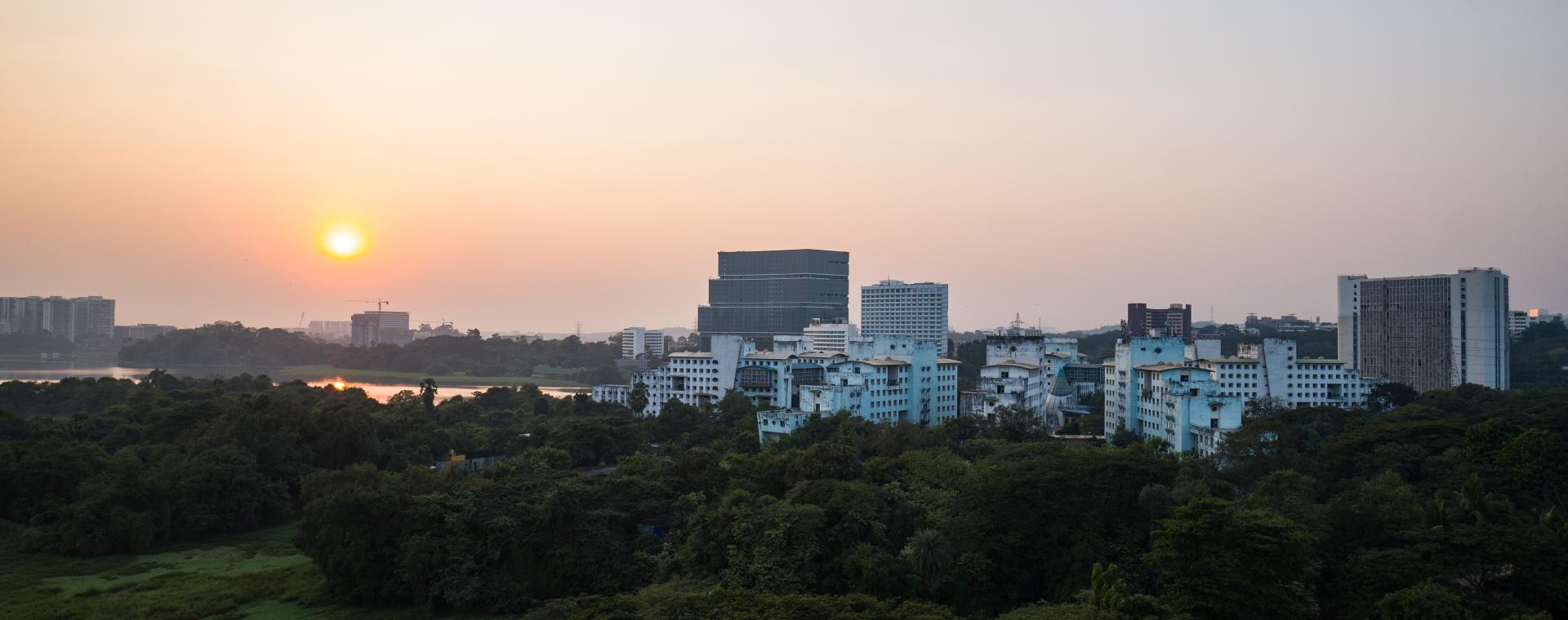 Sunset over powai lake and IITB hostels