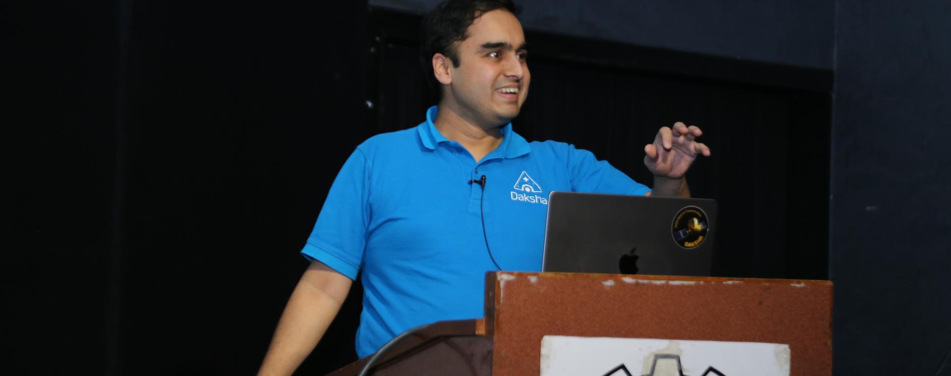 Prof. Varun Bhalerao delivering National Science Day 2024 Lecture at IIT Bombay