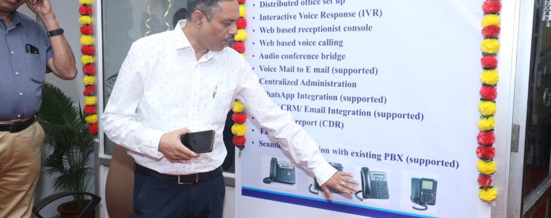 Prof. Milind Atrey, Deputy Director (ART), inaugurating the new Telephone Exchange