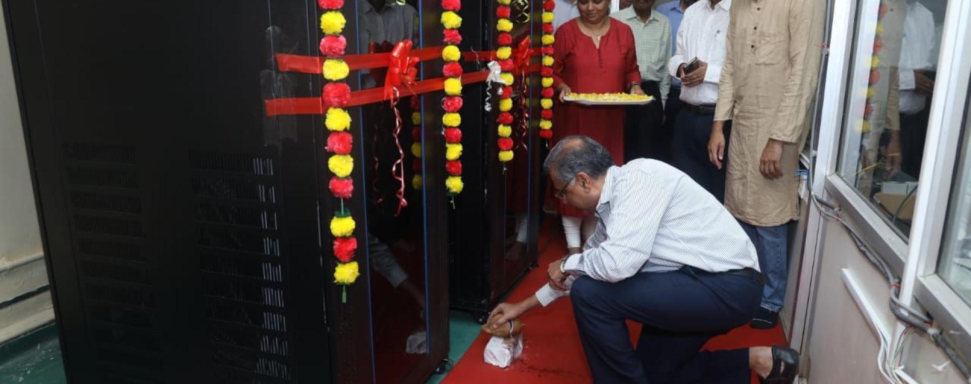 Prof. Milind Atrey, Deputy Director (ART), inaugurating the new Telephone Exchange